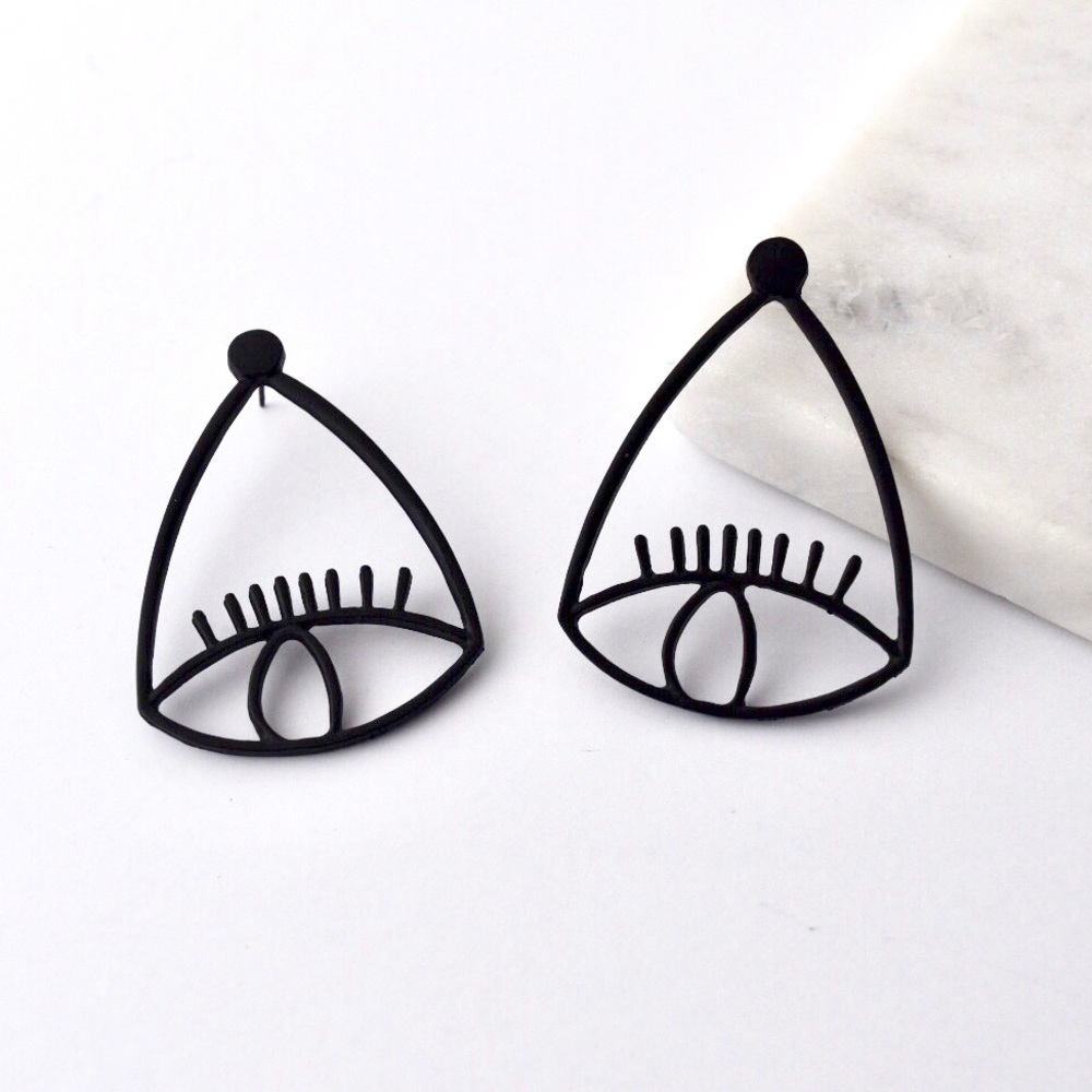 Evil Eye Hoop Earrings - Black